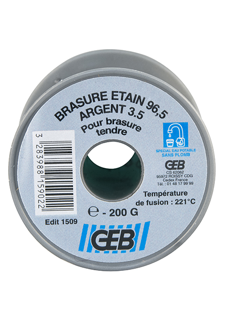 Fil d'étain + 3% cuivre pour brasure plomberie eau potable GEB