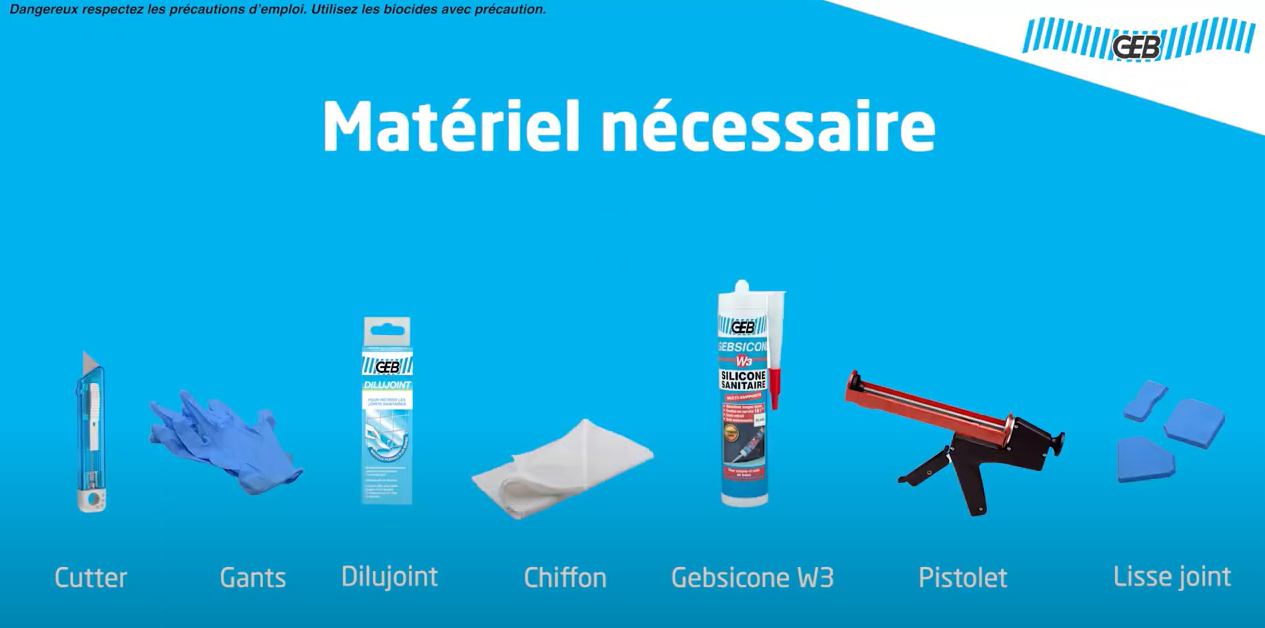 Matériel pour refaire les joints de salle de bain